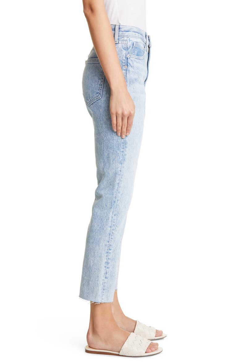 Carly Super High Waist Raw Hem Ankle Kick Flare Jeans, Alternate, color, PEBBLE STONE