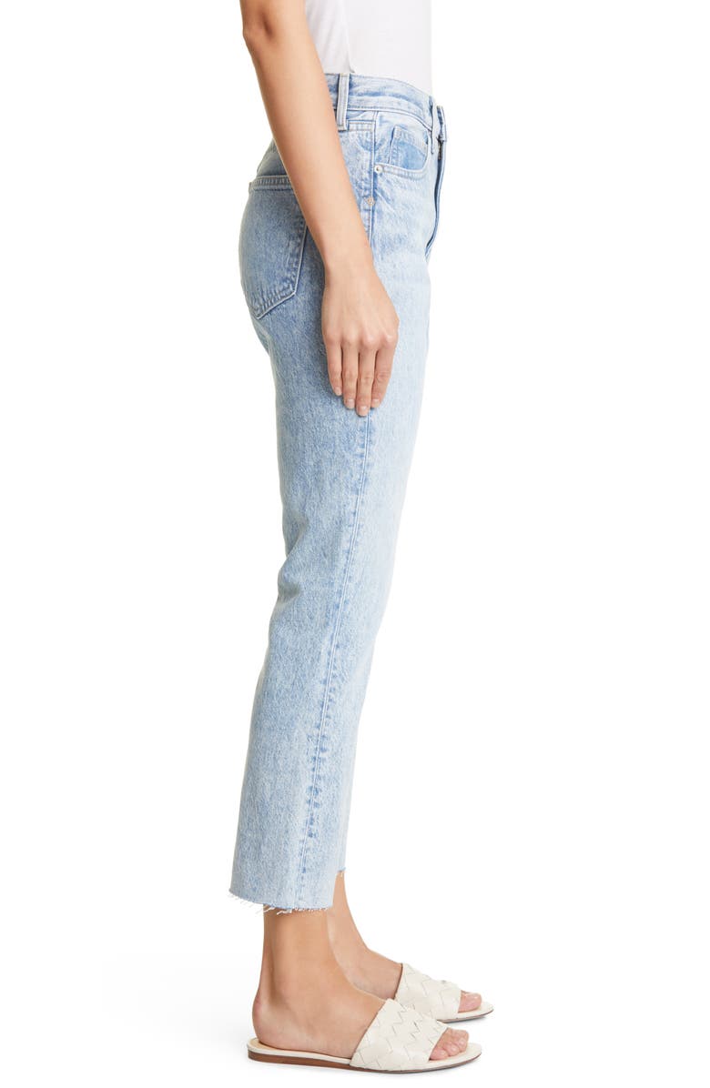 Veronica Beard Carly Super High Waist Raw Hem Ankle Kick Flare Jeans, Alternate, color, 