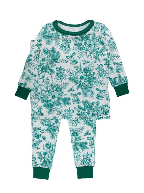 Rufflebutts Softsnooze Ruffle Long Sleeve Pajama Set, Signature Rear Ruffles In Green