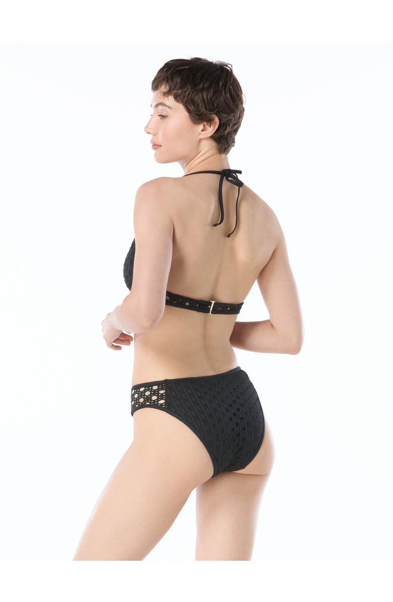 Carmen Marc Valvo See Through Crochet Halter Bikini Top, Alternate, color, Black