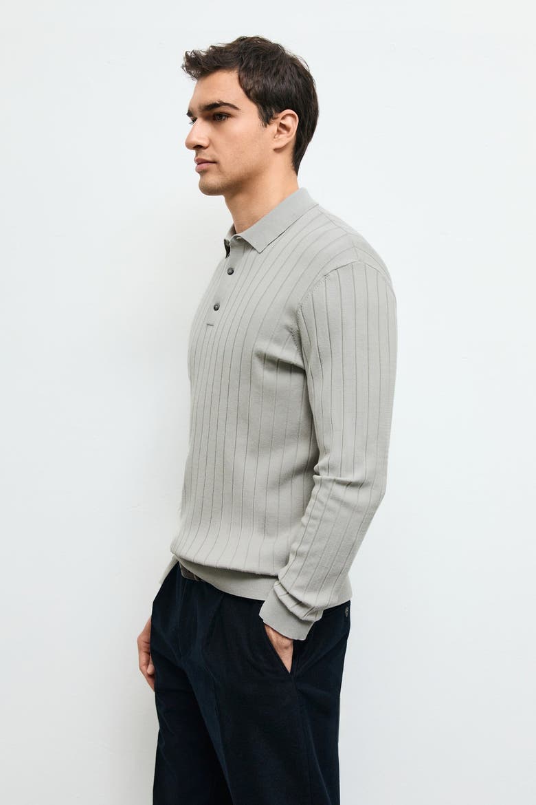 Men's Long Sleeve Polo Sweater, Alternate, color, Beige