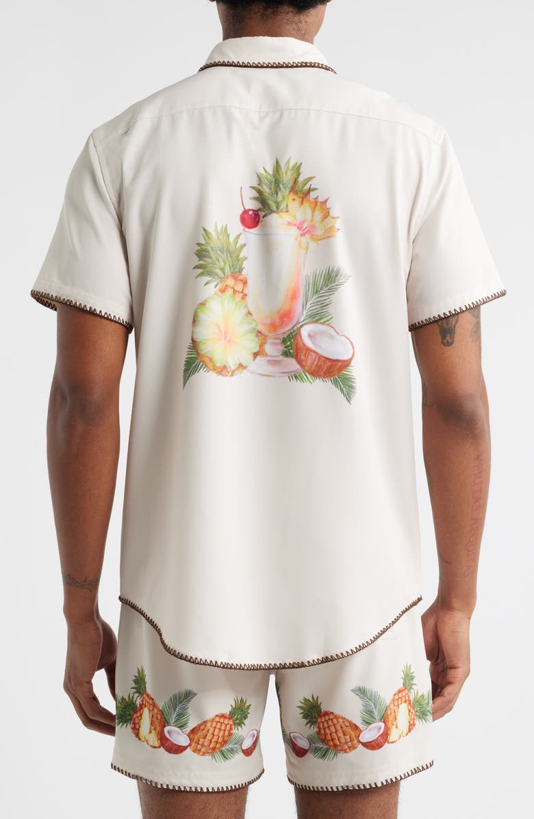 MAVRANS Piña Colada Short Sleeve Performance Button-Up Shirt, Alternate, color, 