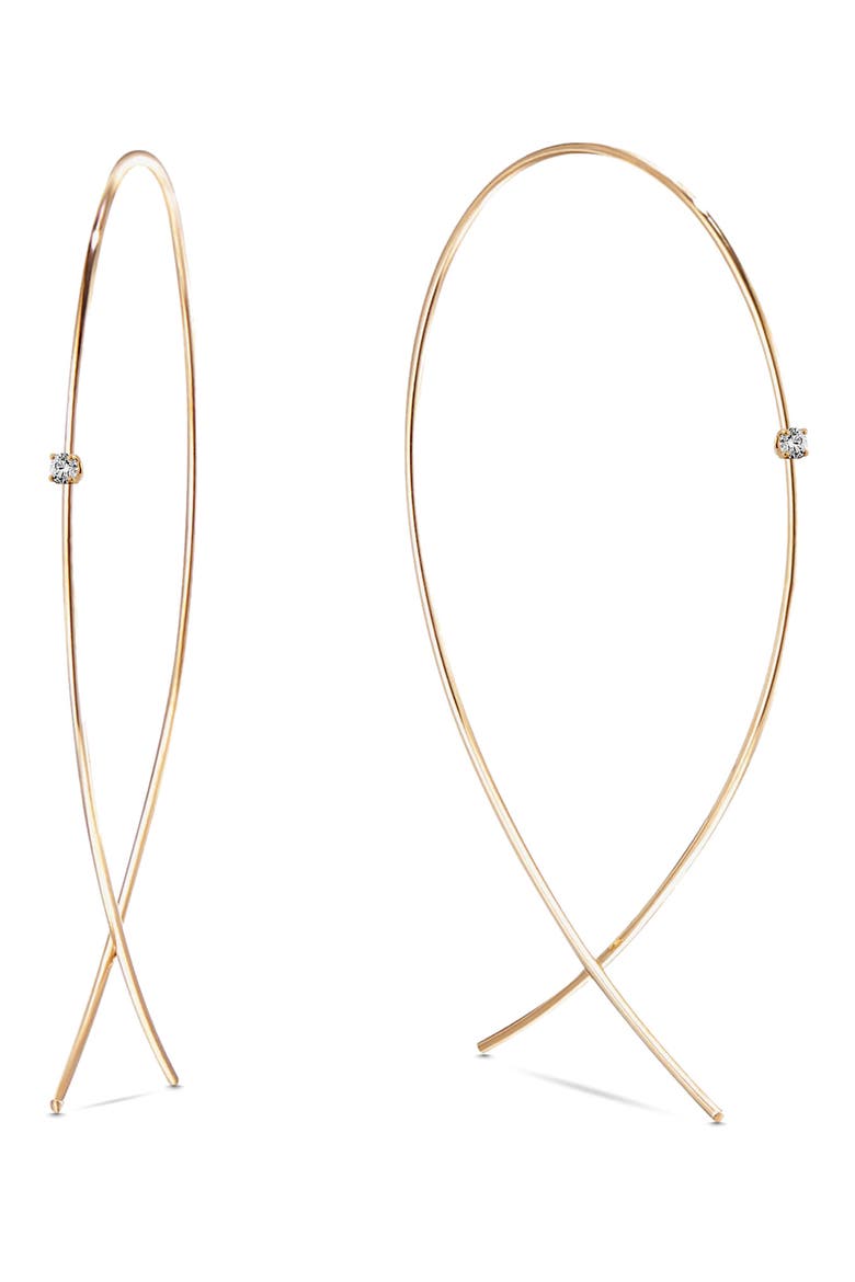 14k Gold Diamond Upside Down Hoop Earrings, Main, color, YELLOW GOLD