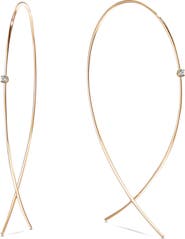 LANA 14k Gold Diamond Upside Down Hoop Earrings