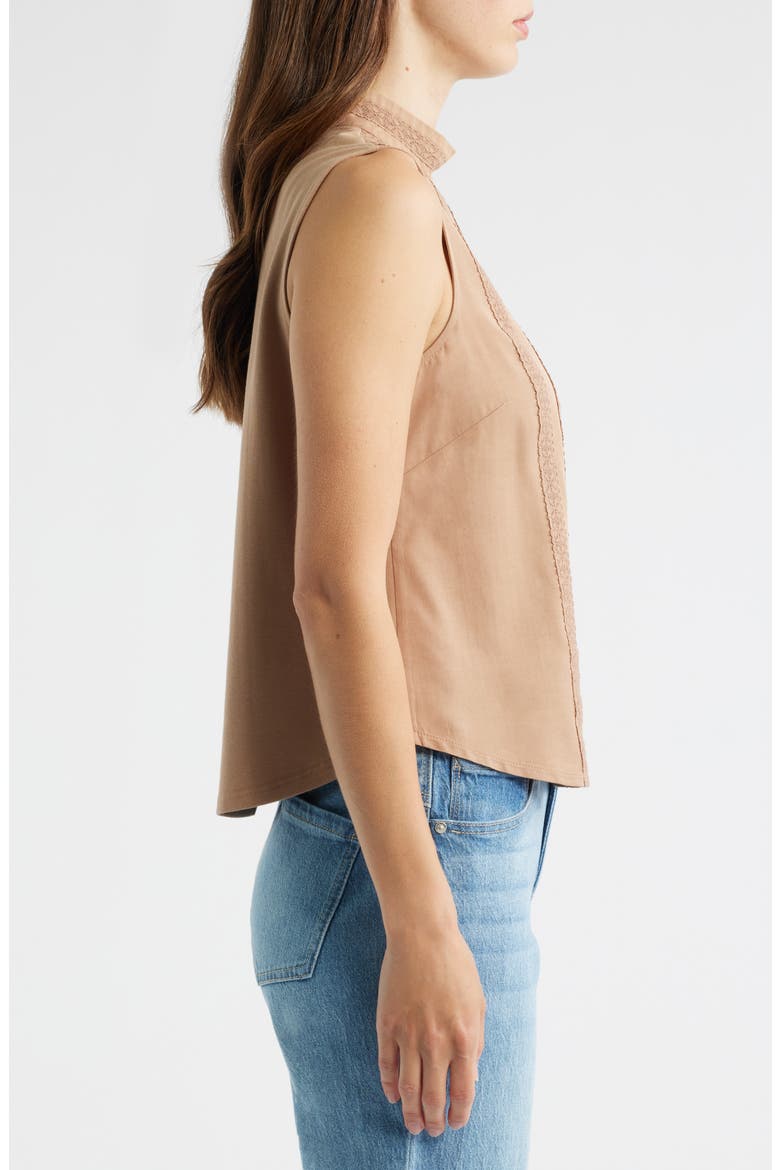 Sleeveless Mock Neck Shell, Alternate, color, CAMEL