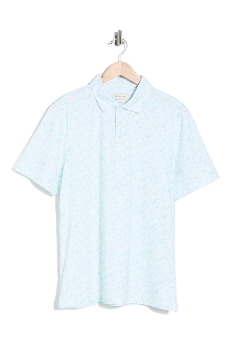 OoohCotton® Floral Stretch Cotton Knit Polo, Alternate, color, MENTHOL
