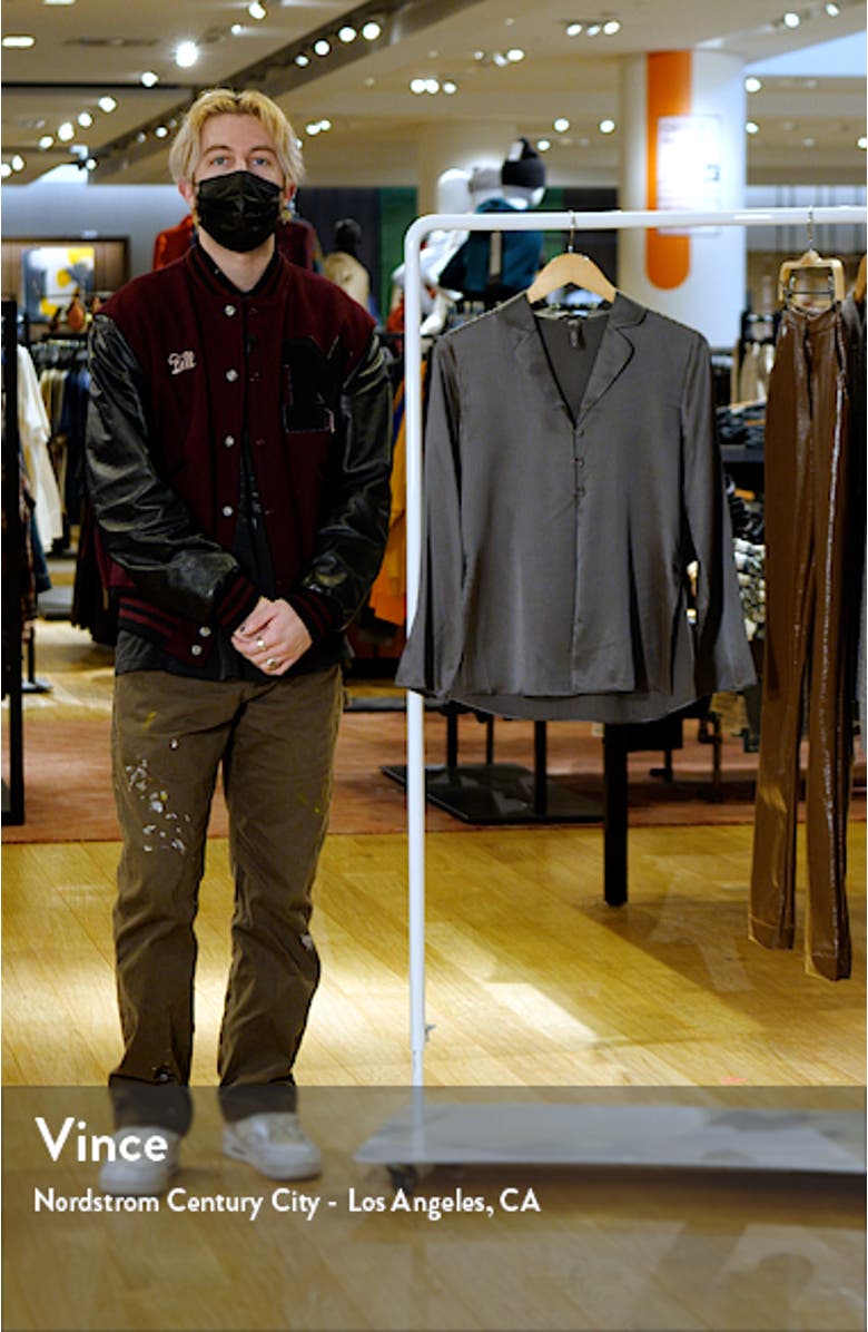 Sandwashed Open Neck Stretch Silk Pajama Top, sales video thumbnail