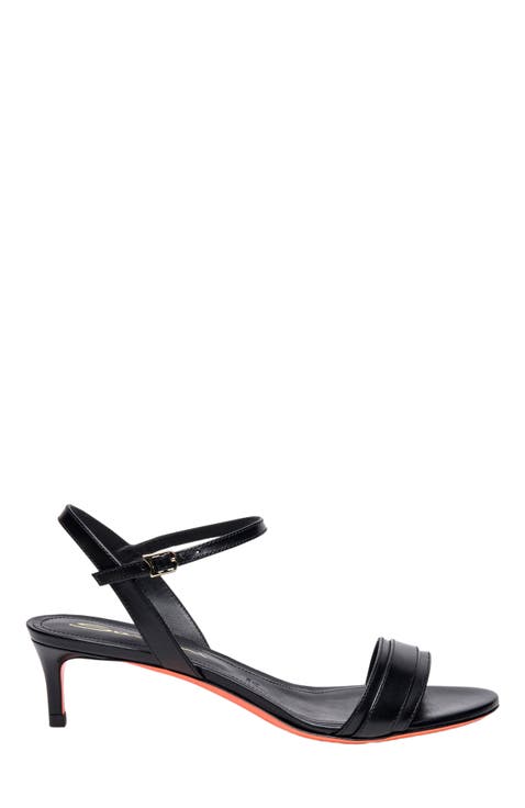 サンダル・ミュール SANTONI Women Sandals WHQX71496HA2NVHD N01 BLACK Santoni - Venere Black Block Heel Leather Mule, 50mm
