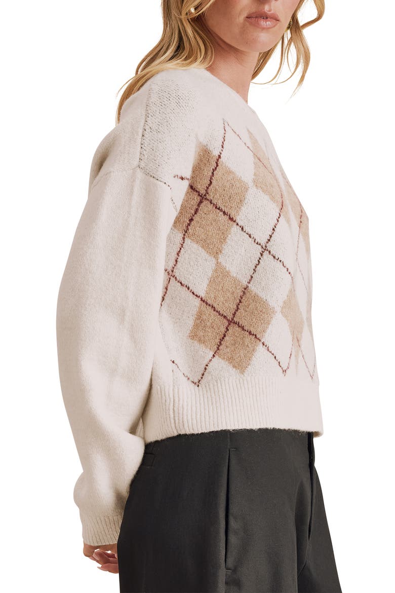 Astrid Argyle Sweater, Alternate, color, PALE OAK BEIGE HEATHER