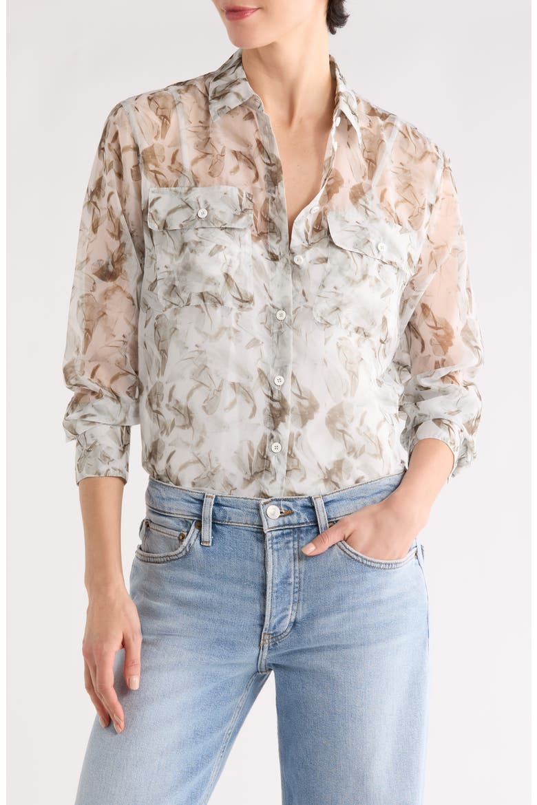 Sonica Button-Up Shirt, Main, color, WHITE FLORAL