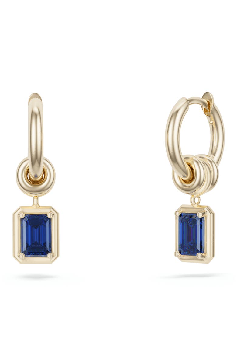Zahra Sapphire Drop Huggie Hoop Earrings, Main, color, YELLOW GOLD/ BLUE