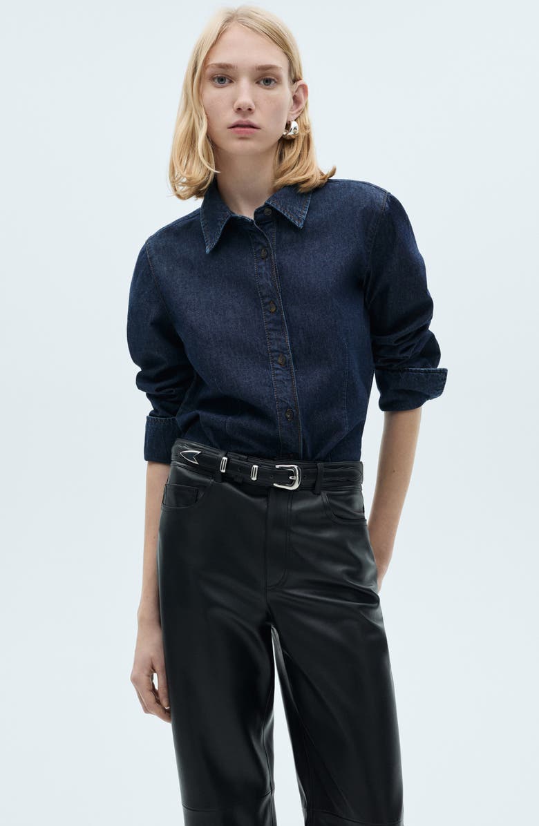 MANGO Faux Leather Straight Leg Pants, Alternate, color, 