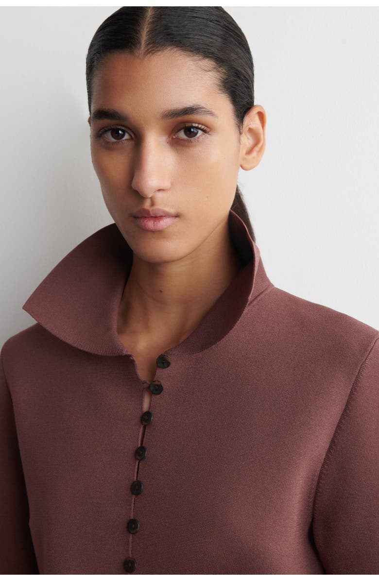 COS Waisted Milano-Knit Cardigan, Alternate, color, Rust Brown