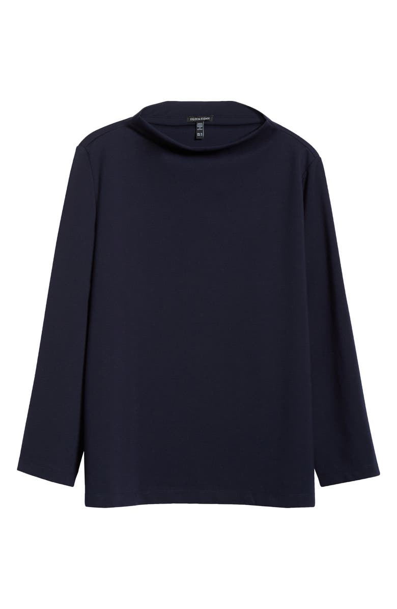 Eileen Fisher Funnel Neck Knit Top, Alternate, color, Ink