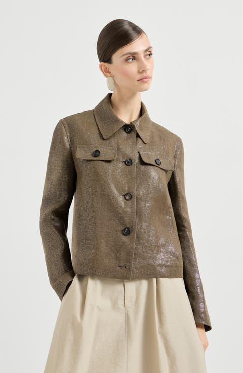 Linen diagonal blazer