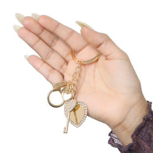 Jessica Simpson Heart & Key Charm Rhinestone Keychain