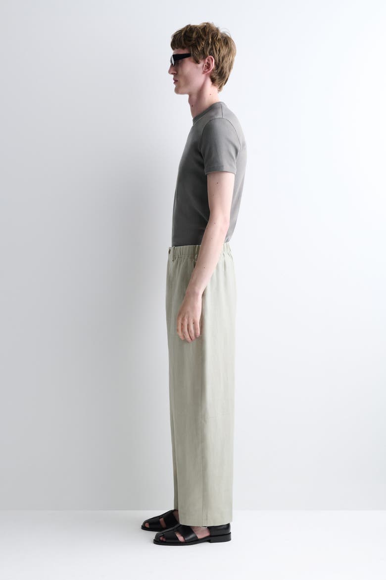 Linen Relaxed-fit Barrel-leg Pants, Alternate, color, LIGHT GREEN