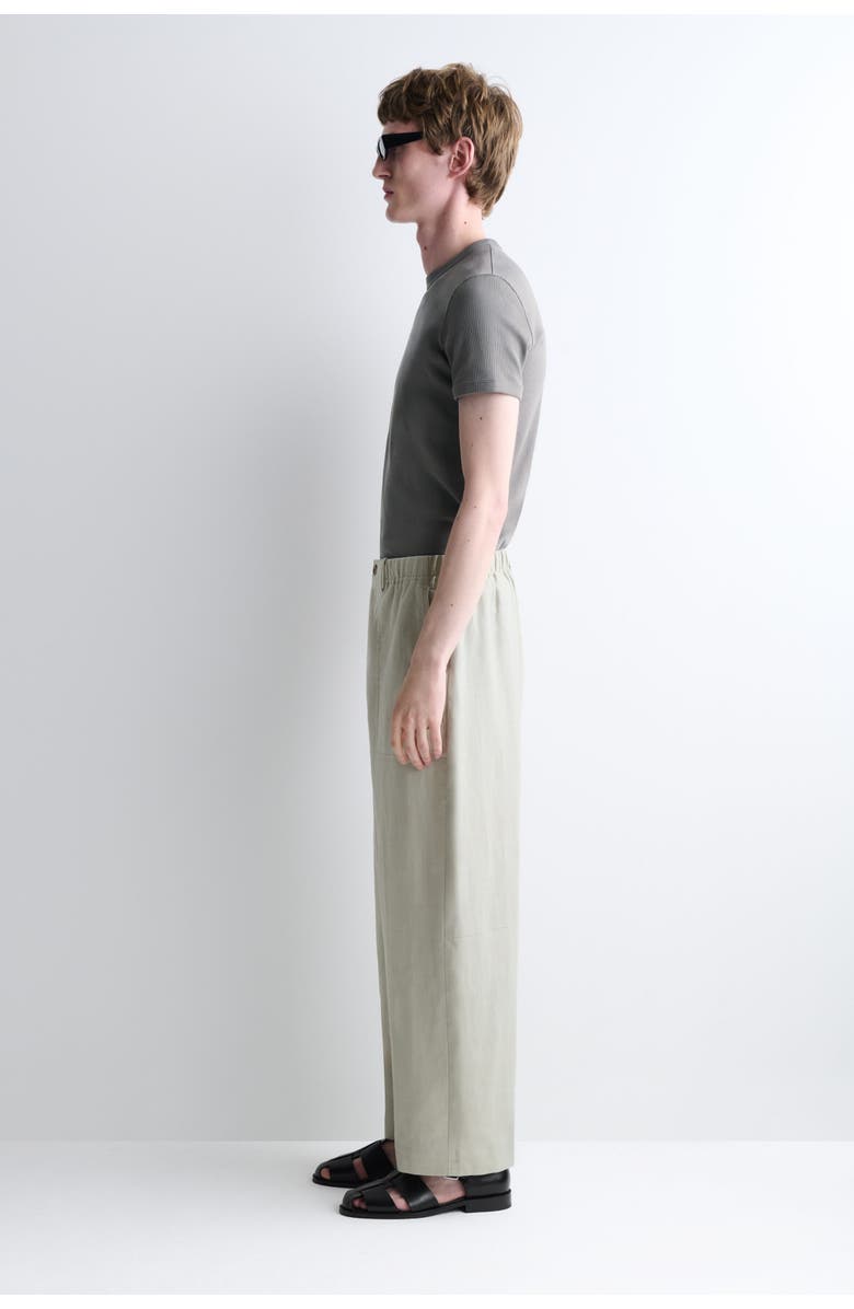 COS Linen Relaxed-fit Barrel-leg Trousers, Alternate, color, Gray