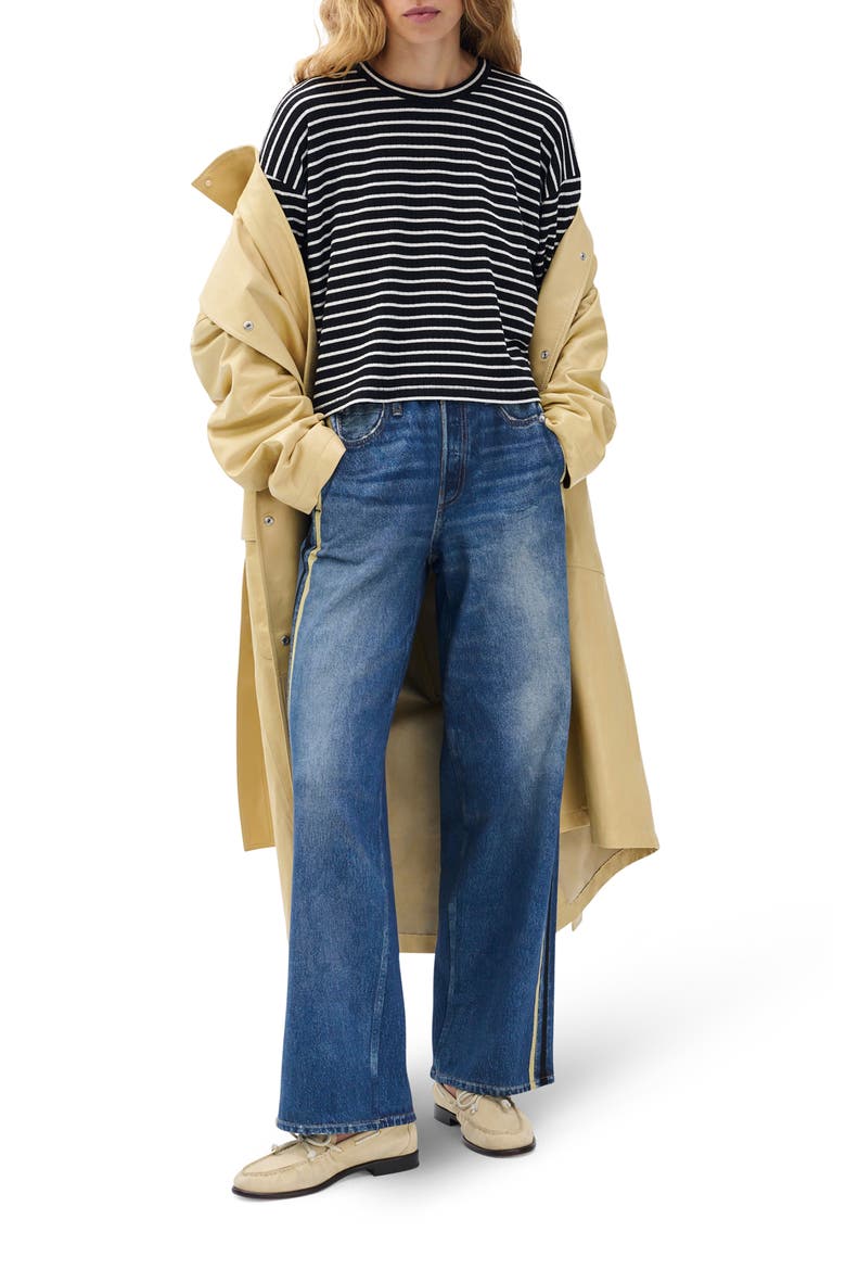 Stripe Long Sleeve Rib Top, Alternate, color, BLACK MULTI