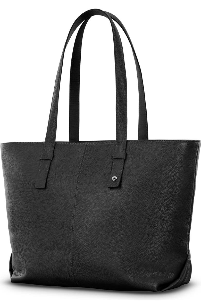 Samsonite Mobile Solution 2 Leather Tote W/ Laptop Sleeve, Main, color, Black