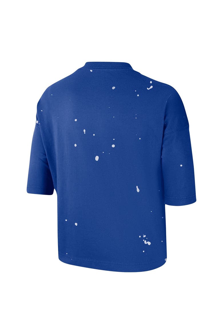 Women's Nike Royal Philadelphia 76ers Courtside Splatter Cropped T-Shirt, Alternate, color, Royal