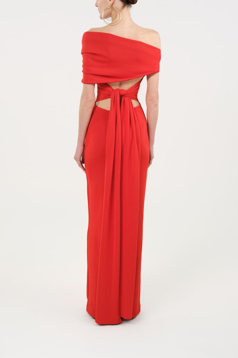 Asymmetric Strapless Maxi Dress, Alternate, color, Red