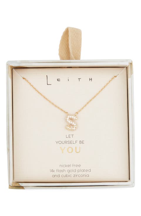 Cubic Zirconia Initial Pendant Necklace