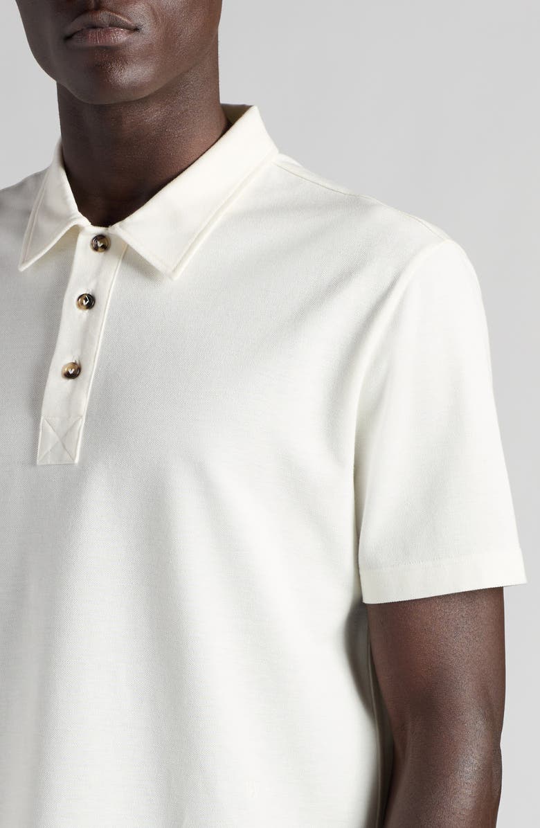 Bottega Veneta Cotton Blend Piqué Knit Polo, Alternate, color, Dove