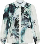 City Chic Piper Palm Print Button-Up Shirt