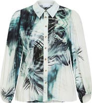 City Chic Piper Palm Print Button-Up Shirt