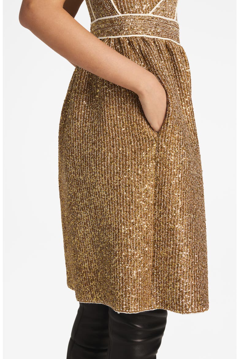 Sparkle Stretch Sequin Knit Dress, Alternate, color, GOLD