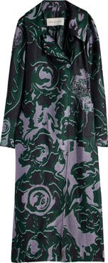 Dries Van Noten Rolanas Abstract Floral Jacquard Crepe Trench Coat