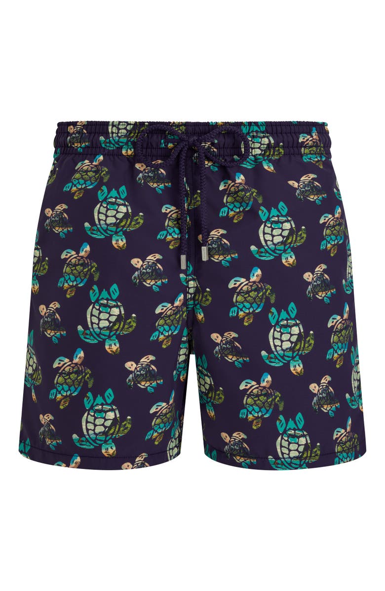 Vilebrequin Men's Landscape Turtle Swim Trunks, Alternate, color, Minuit