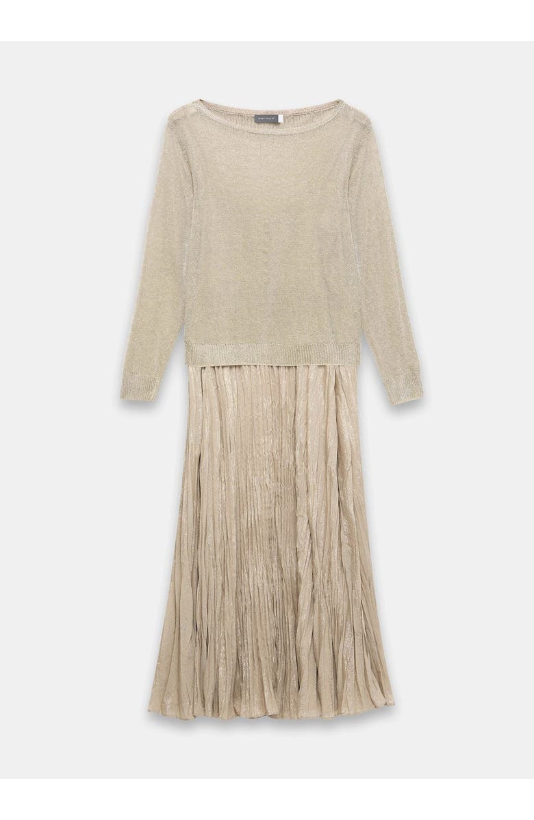 MINT VELVET Metallic Knit Layered sweater Dress, Alternate, color, Gold