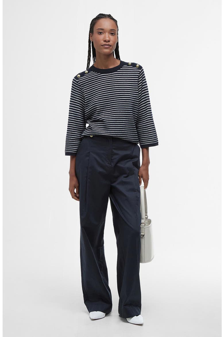 Macy Stripe Cotton Sweater, Alternate, color, DARK NAVY STRIPE
