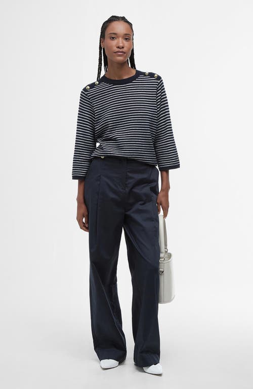 Barbour Macy Stripe Cotton Sweater In Dark Navy Stripe