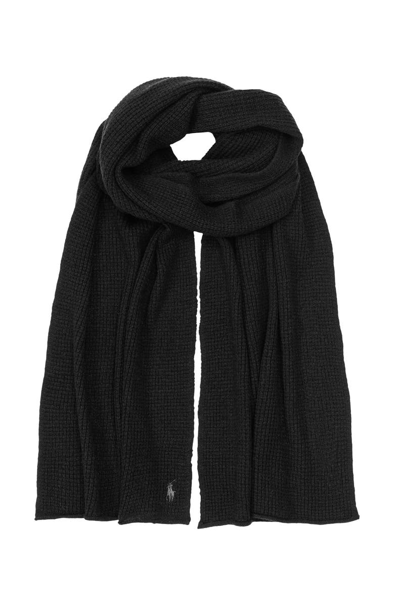 Polo Ralph Lauren Thermal Travel Scarf, Main, color, Polo Black