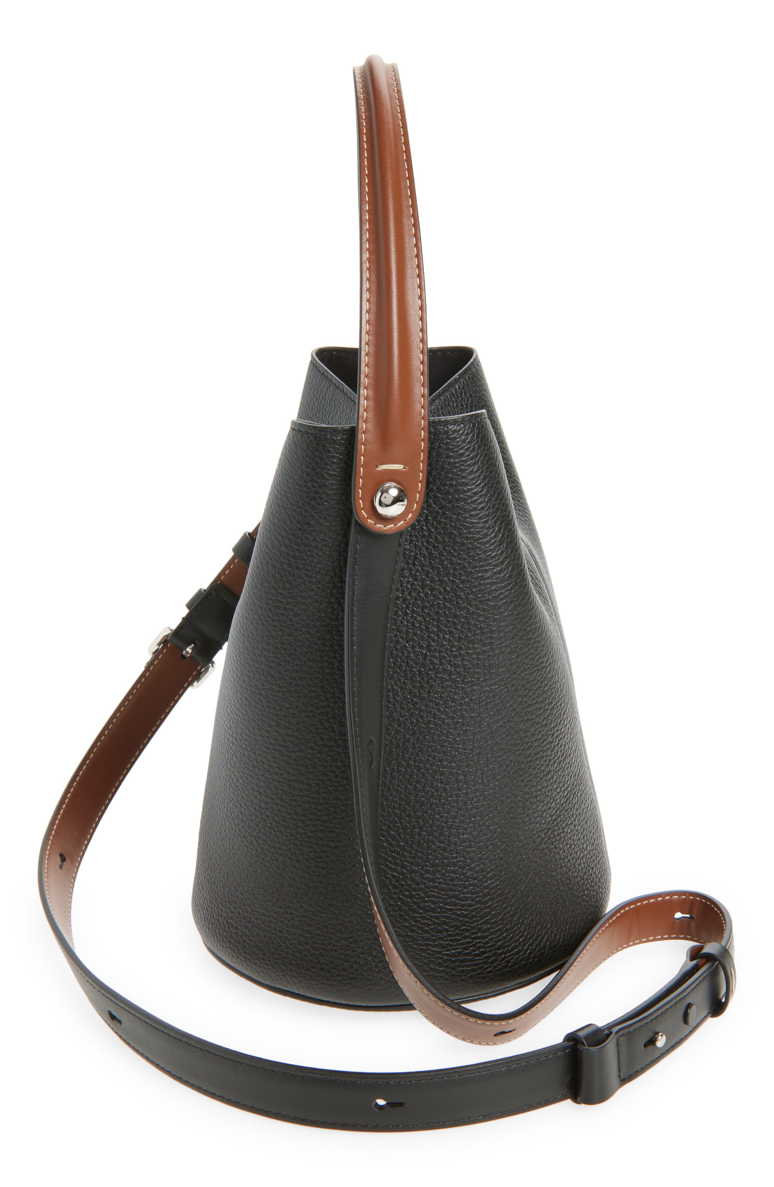 Maison Margiela Dress-Age Leather Bucket Bag, Alternate, color, Black/ Chestnut/ Black
