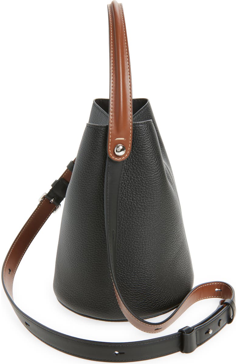 Maison Margiela Dress-Age Leather Bucket Bag, Alternate, color, Black/ Chestnut/ Black