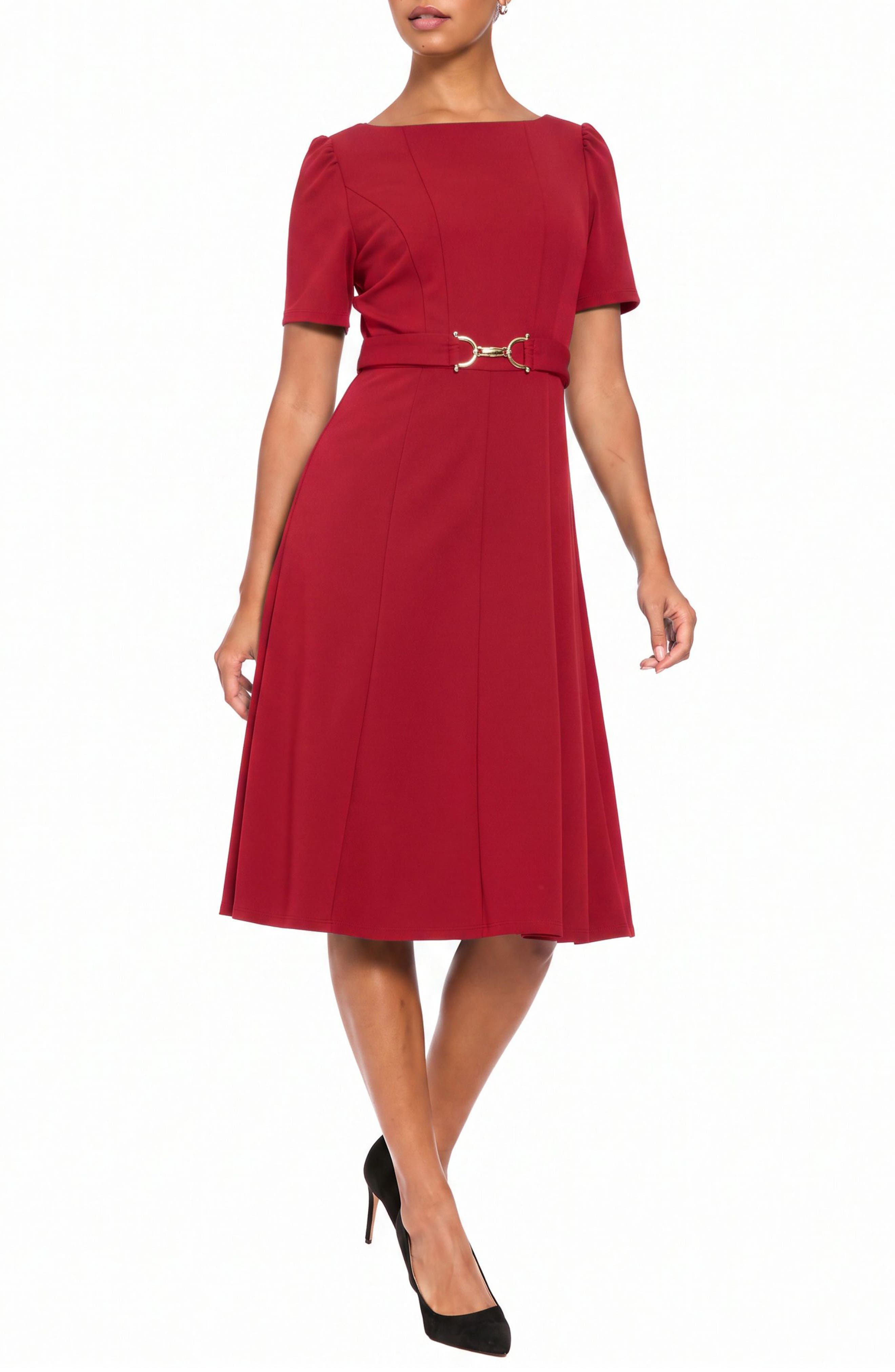 Horseshoe Buckle Midi Dress