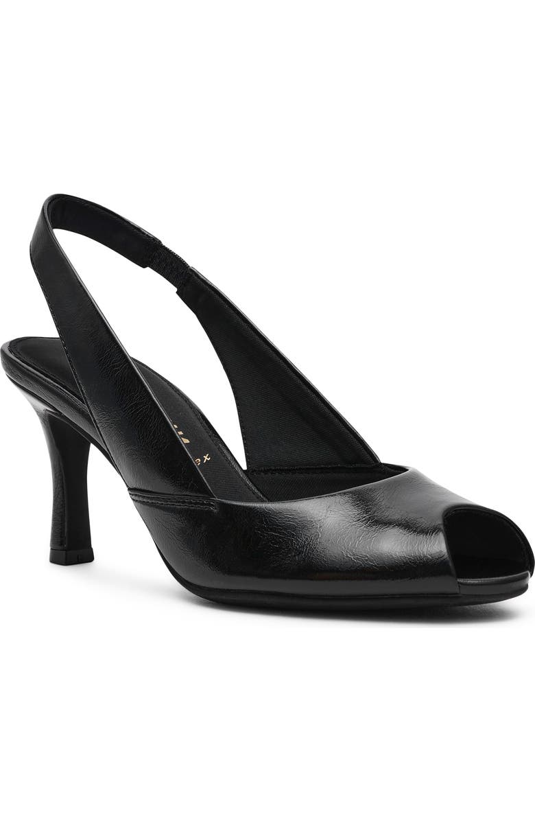 Anne Klein Jovi Slingback Peep Toe Pump, Main, color, Black Crinkle