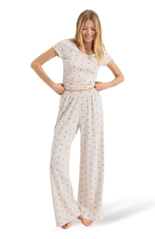Pact Organic Cotton Pointelle Wide Leg Pant In Multi