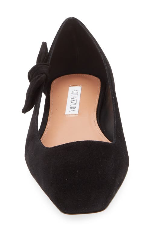 Aquazzura Very Bow Tie Suede Ballet Flats In Black