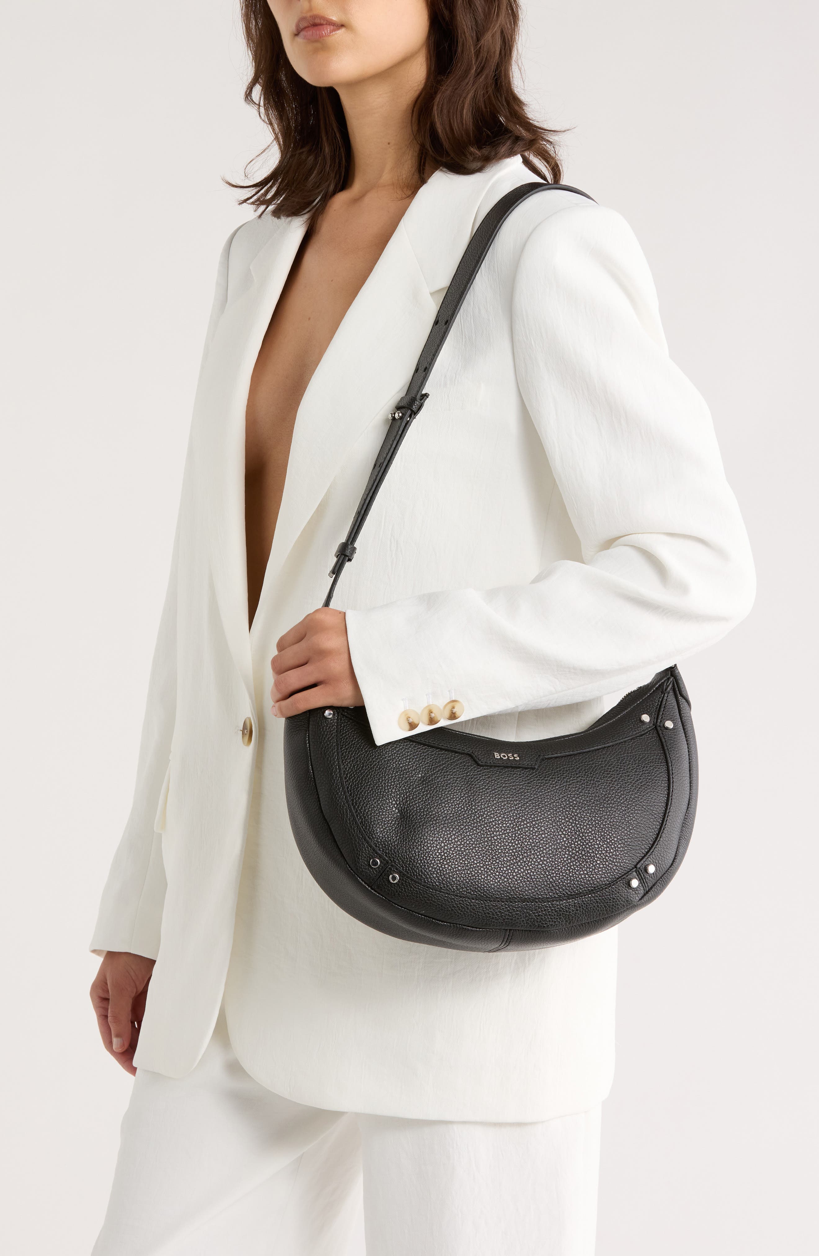 BOSS Ivy Hobo Bag, Alternate, color, Black