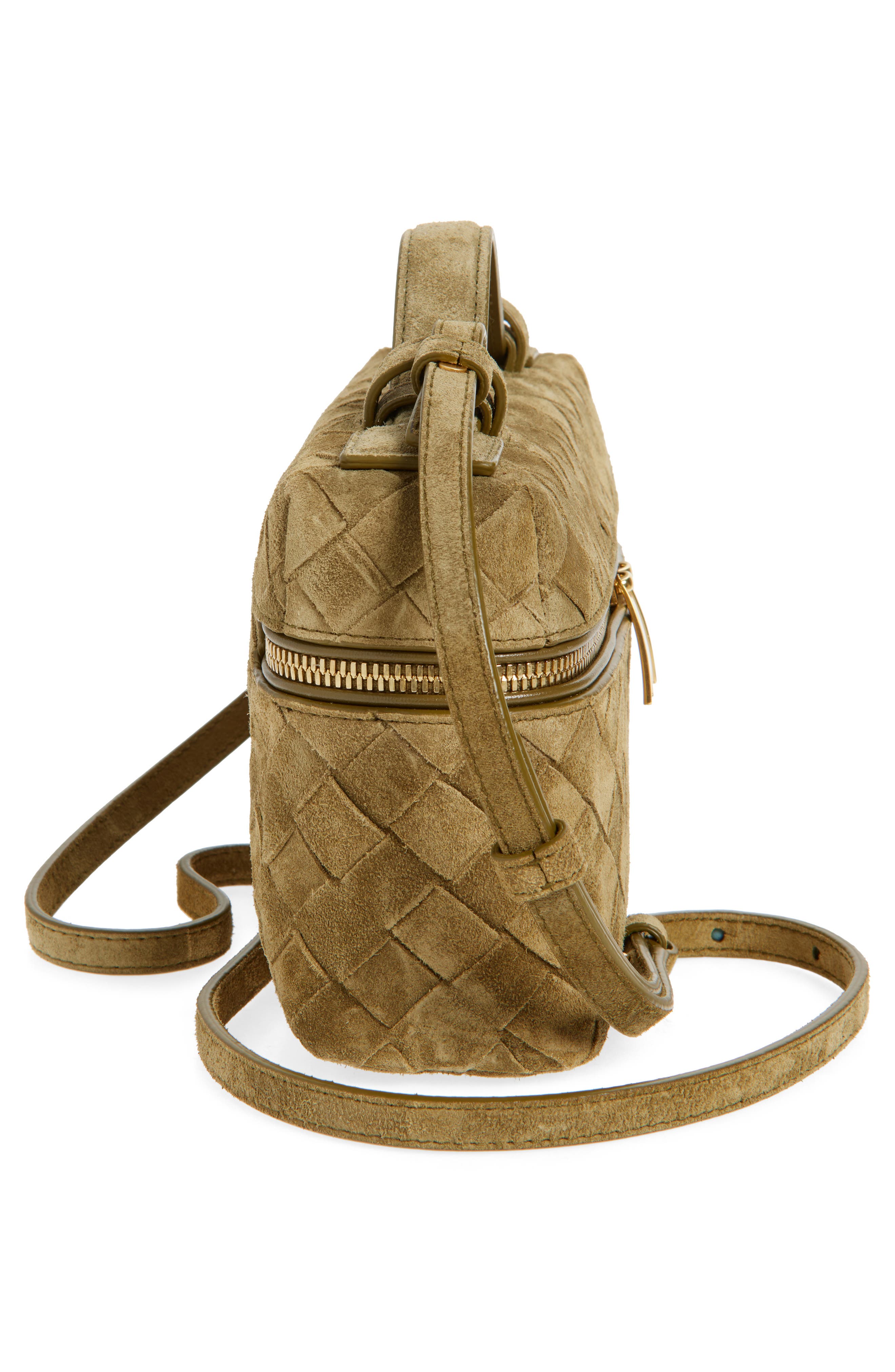 Bottega Veneta Bang Bang Intrecciato Suede Vanity Case, Alternate, color, 2856 Mud-Gold