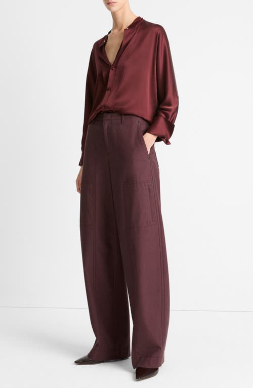 Vince Mid-rise Wool Utility Pants In Cherry Night