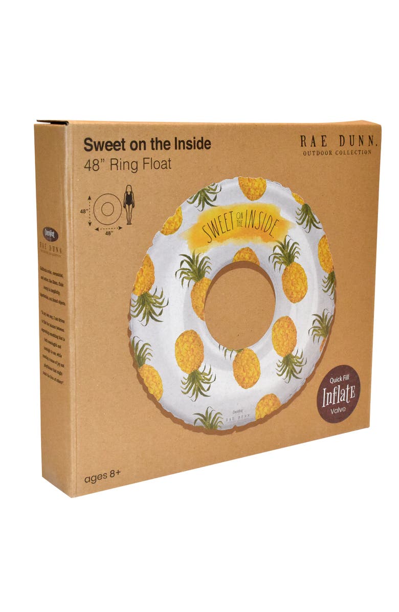 Rae Dunn Sweet On The Inside 48 Inch Ring Float Pineapple Inflatable Jumbo Tube, Alternate, color, Multicolored