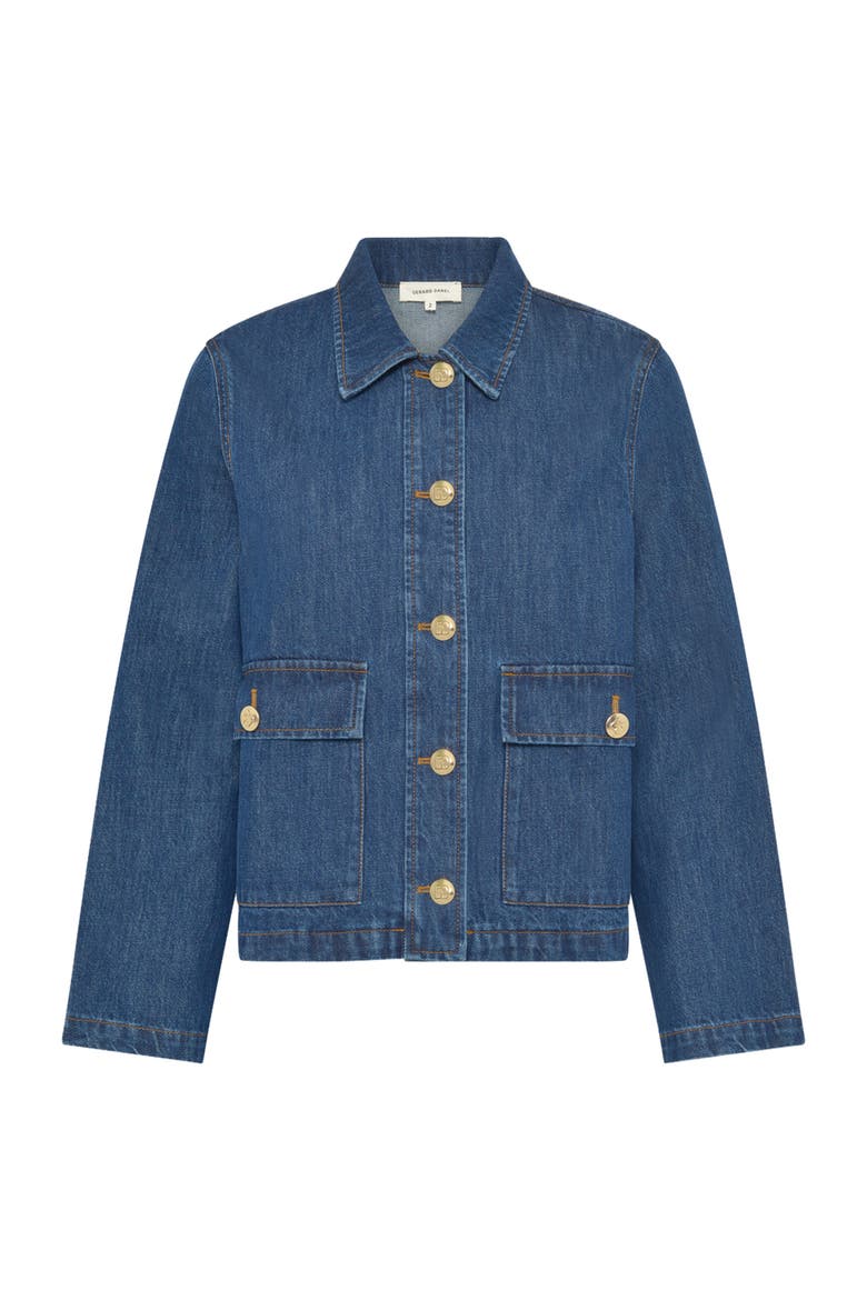Taina Button Front Pocket Denim  Jacket, Alternate, color, Jeans
