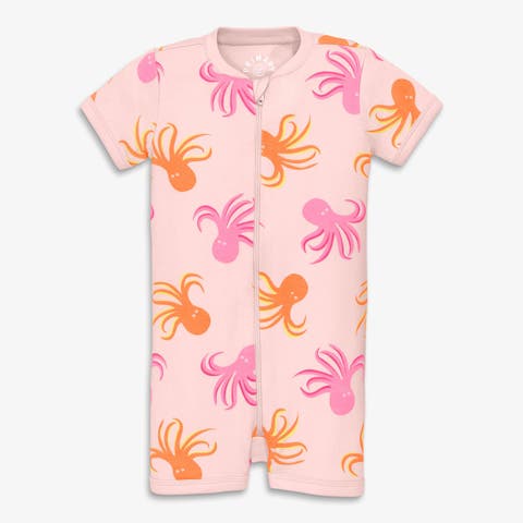 Baby Organic Zip Shortie In Seasonal Prints