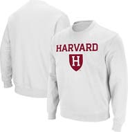 COLOSSEUM Men's Colosseum White Harvard Crimson Team Arch & Logo Tackle Twill Pullover Sweatshirt